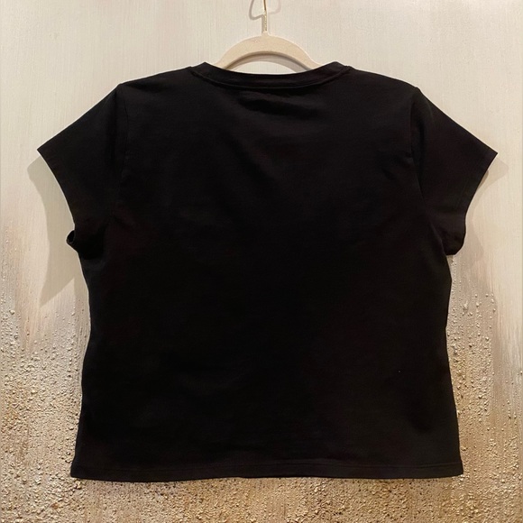 DKNY Y2K Silver Tone Glittering Bedazzled DKNY Logo Black Tee - Size L - Picture 5 of 8